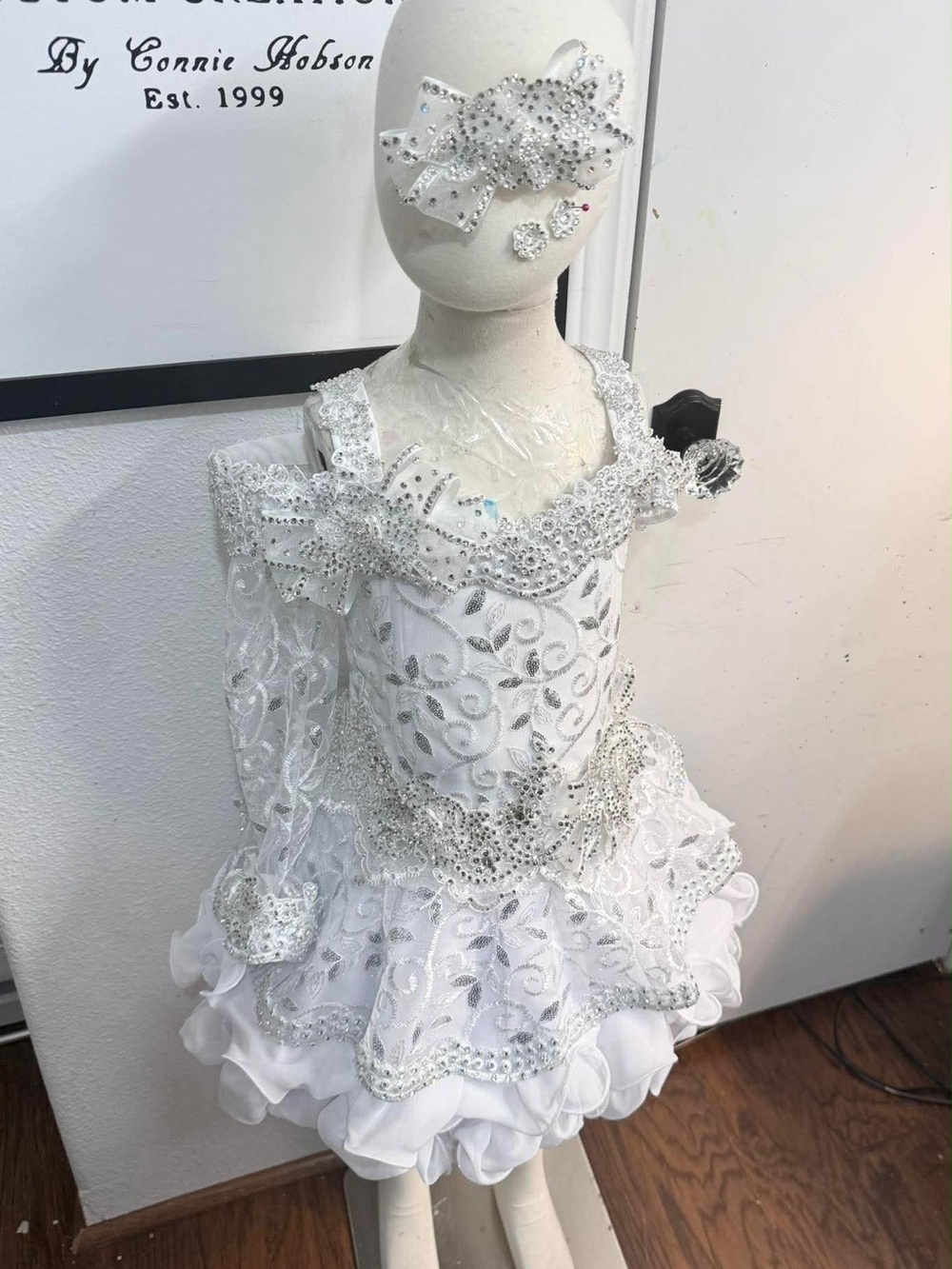 Connie Hobson white glitz pageant dress